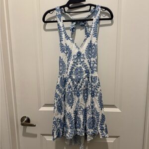 Blue and White Sleeveless Dress